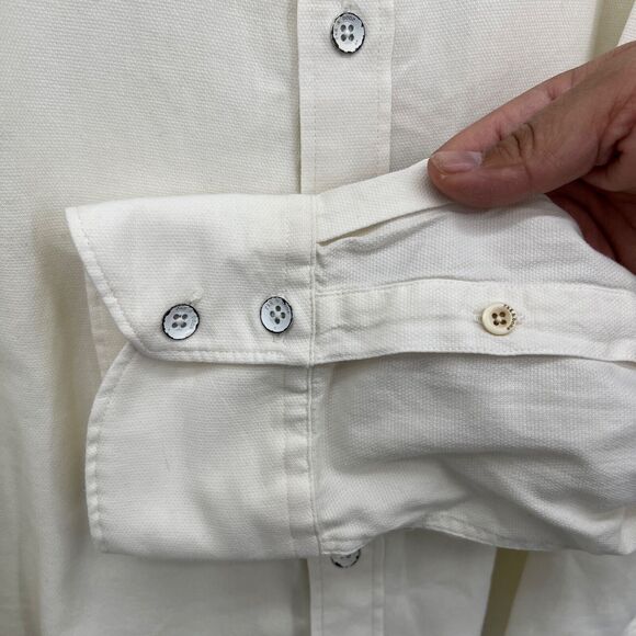 Rag & Bone 2XL Fit 2 Tomlin Button Down Shirt Heather Melange Cream Cotton - Picture 5 of 10